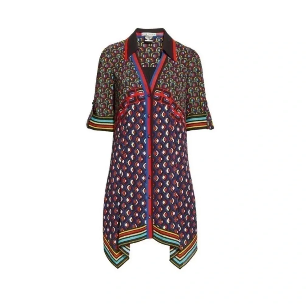 Alice & Olivia printed Connor handkerchief boho dress 250$designer cocktail fall - Image 3