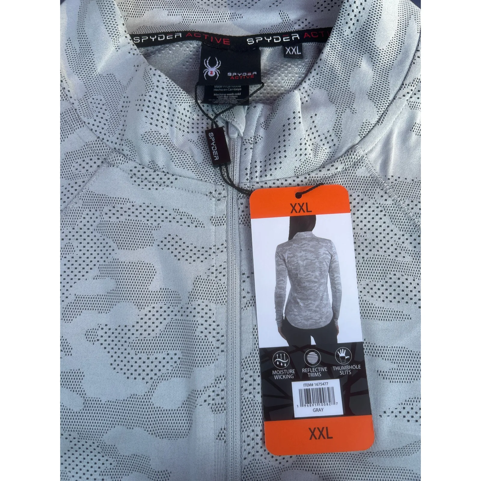 Spyder Women's White and gray Tech Quarter Zip Top Long Sleeve Pullover Gray XXL - Image 3