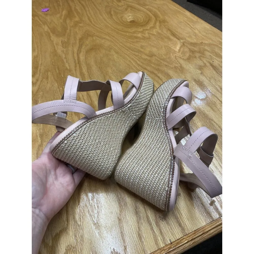 Cole Haan Cloud All Day Sandals 9.5b Pink Leather Buckle Slingback Wedge S64 - Image 9