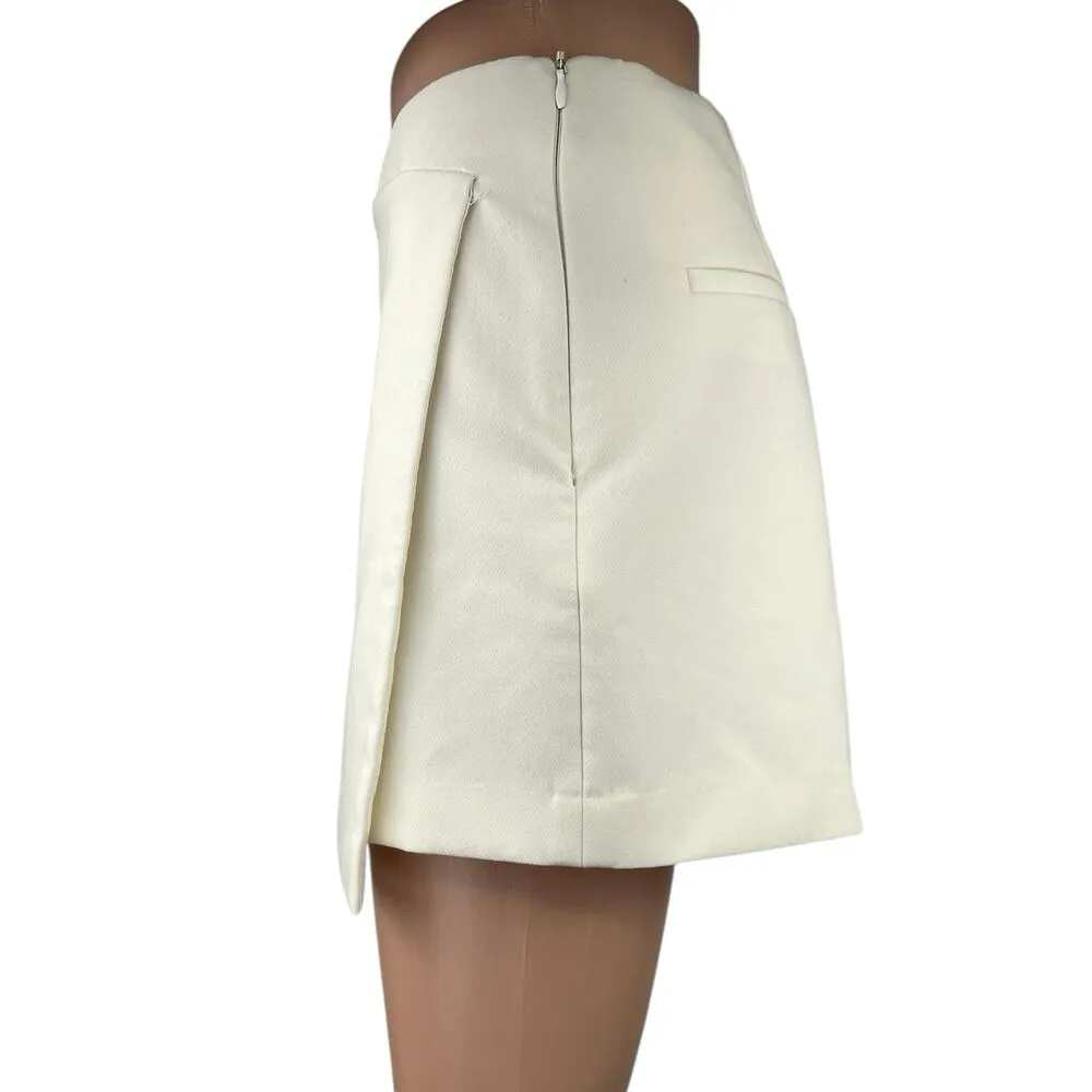 Zara Women's Cream White High Waist Mini Zipper Pencil Wrap Skirt Skort Size S - Image 2