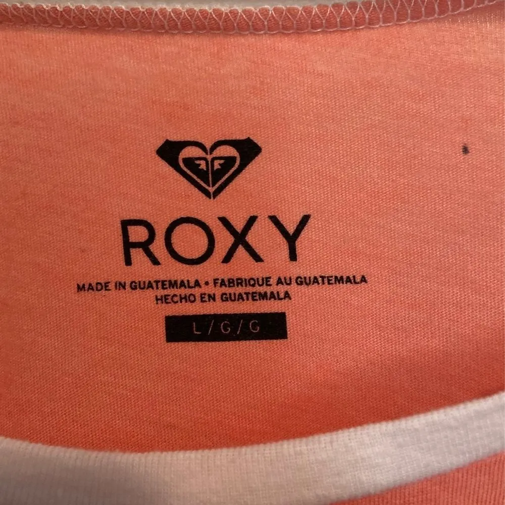 Roxy Tribal Heart Peach and White Baseball Raglan Tee - Image 3