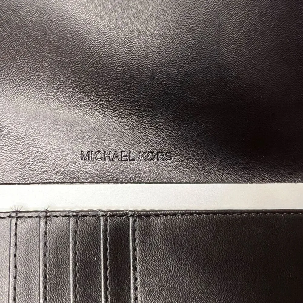 MK Michael Kors Womens Jet Set Travel Large Trifold Wallet Signature Black - Image 7