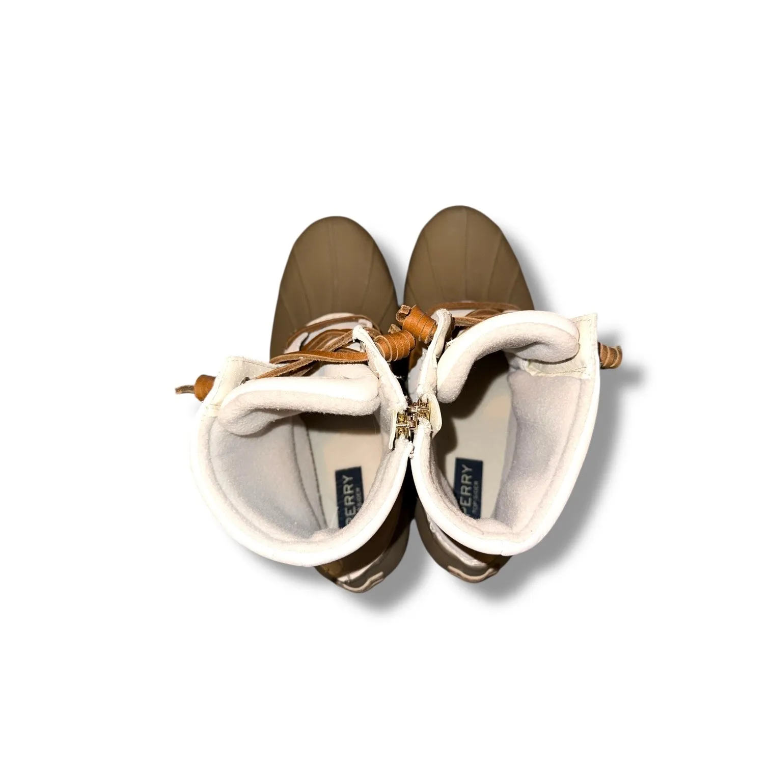 Sperry Duck Boots Women's Size 9 Beige Lace Up Waterproof Rain Outdoor Shoes - Image 7