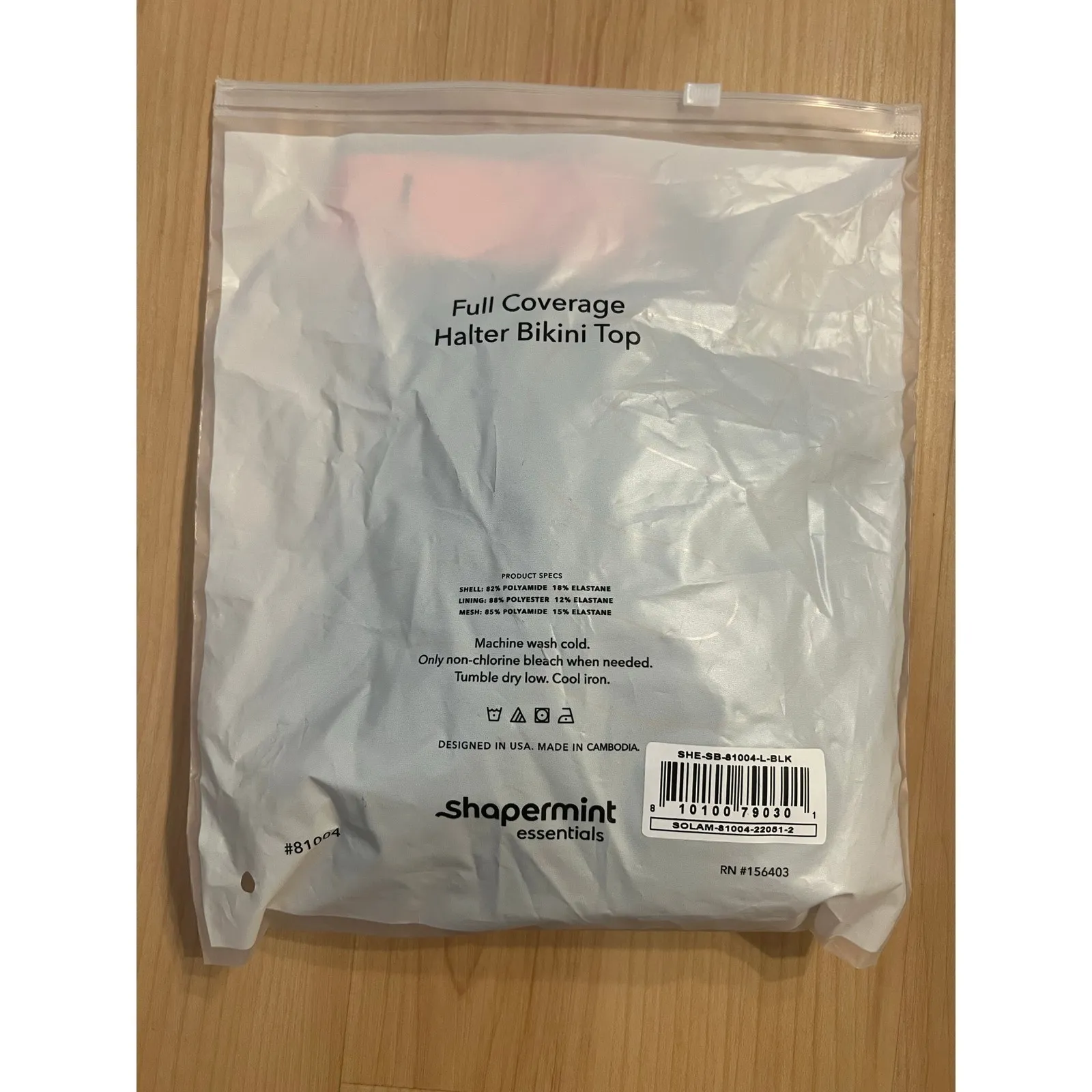 Shapermint Essentials Full Coverage Halter Bikini Top Black Size L - Image 8