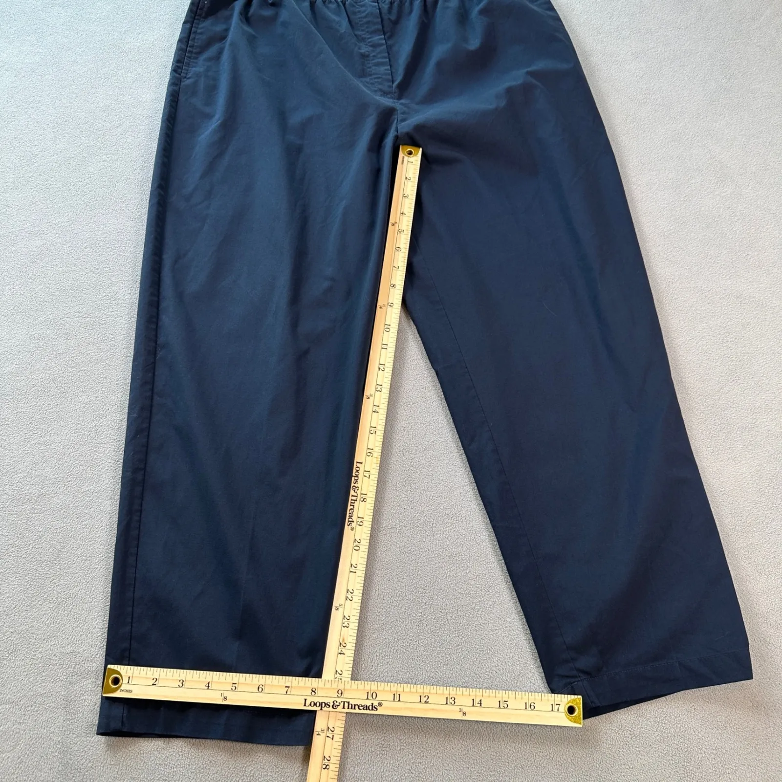 Karen Scott Sport Pants 16 Short Women Navy Blue High Rise Elastic Waist Cropped Size undefined - Image 3