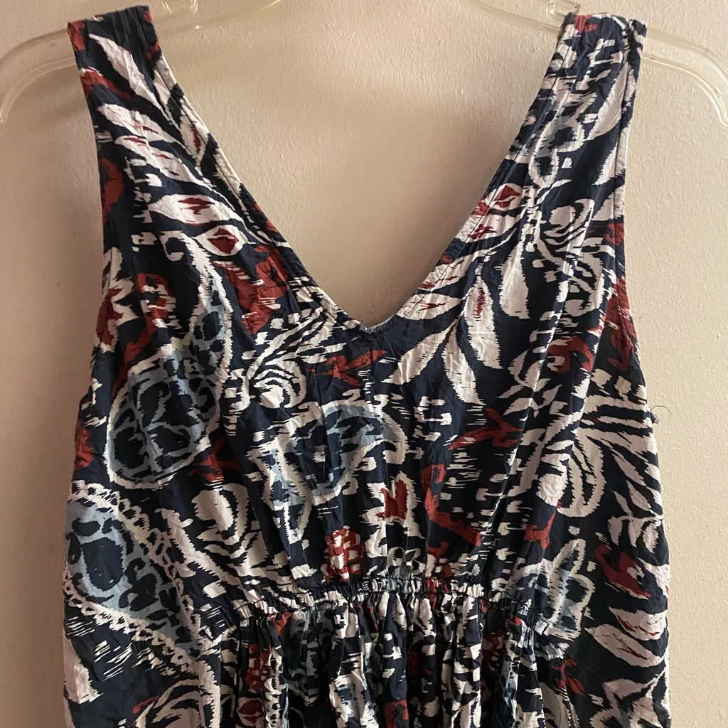 Lucky Brand Womens Maxi Tank Dress L Large Black White Red Blue Floral Boho - Image 2