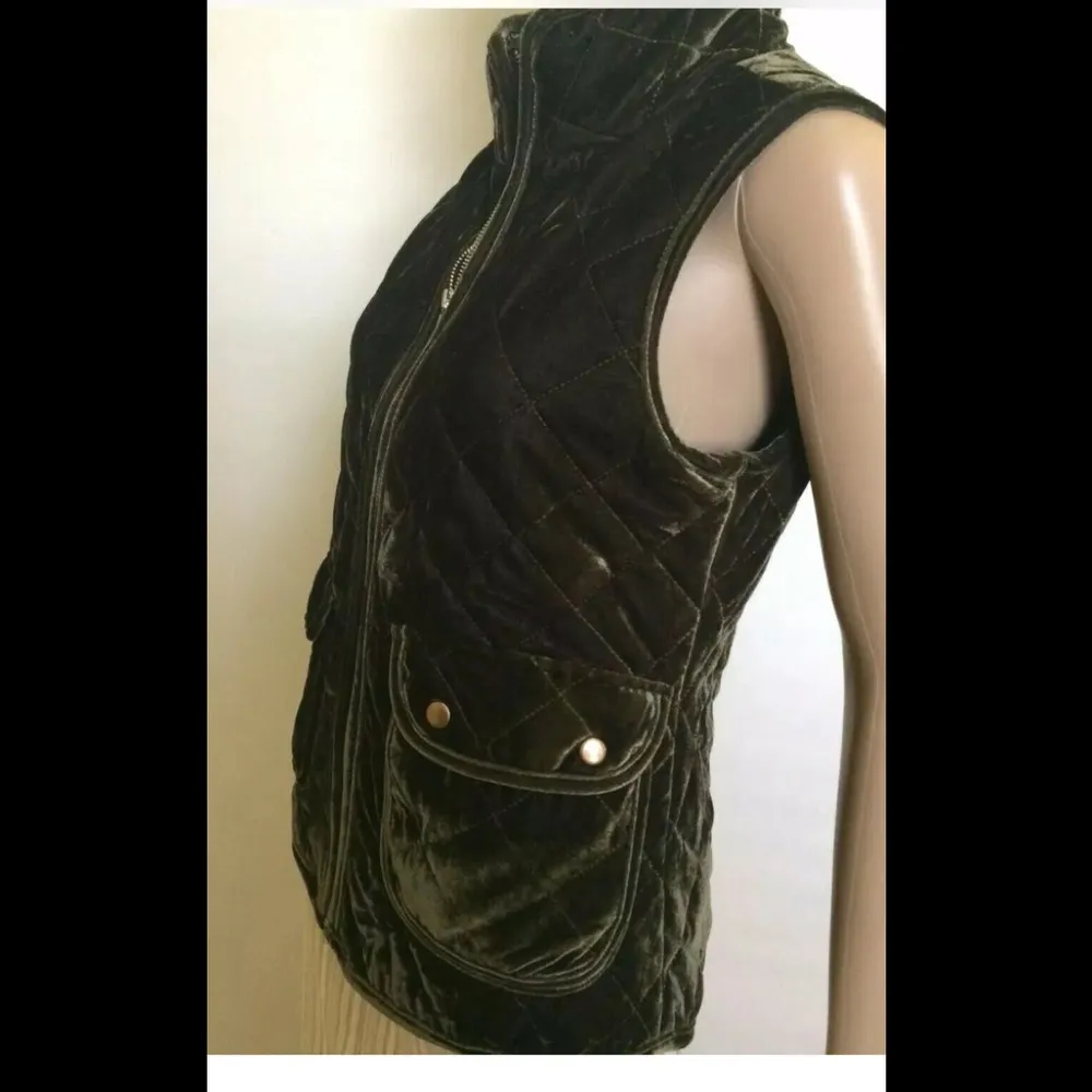 Womens BEFORE YOU Collection Zipped Padded Vest Size Small Dark Olive Pea Green - Image 6