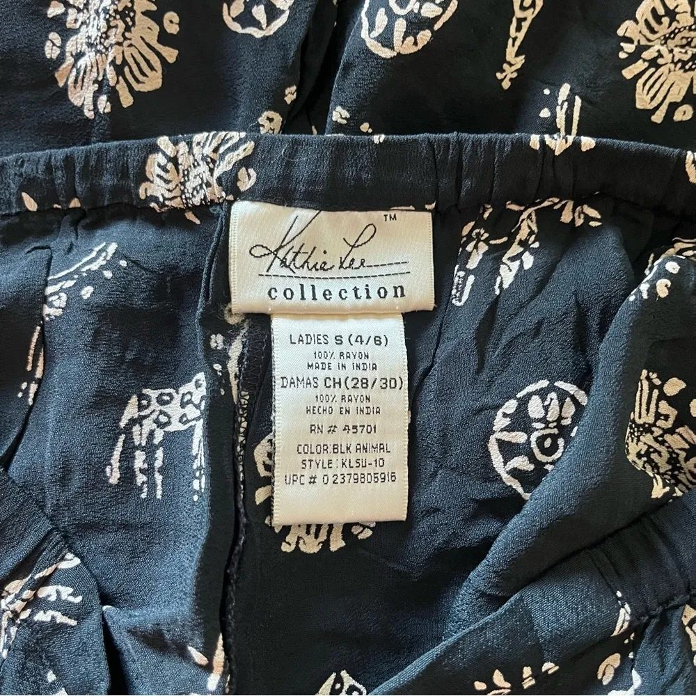 Vintage Kathie Lee Black & Brown Bohemian Printed High Rise Crop Pants Sz S 4/6 - Image 7