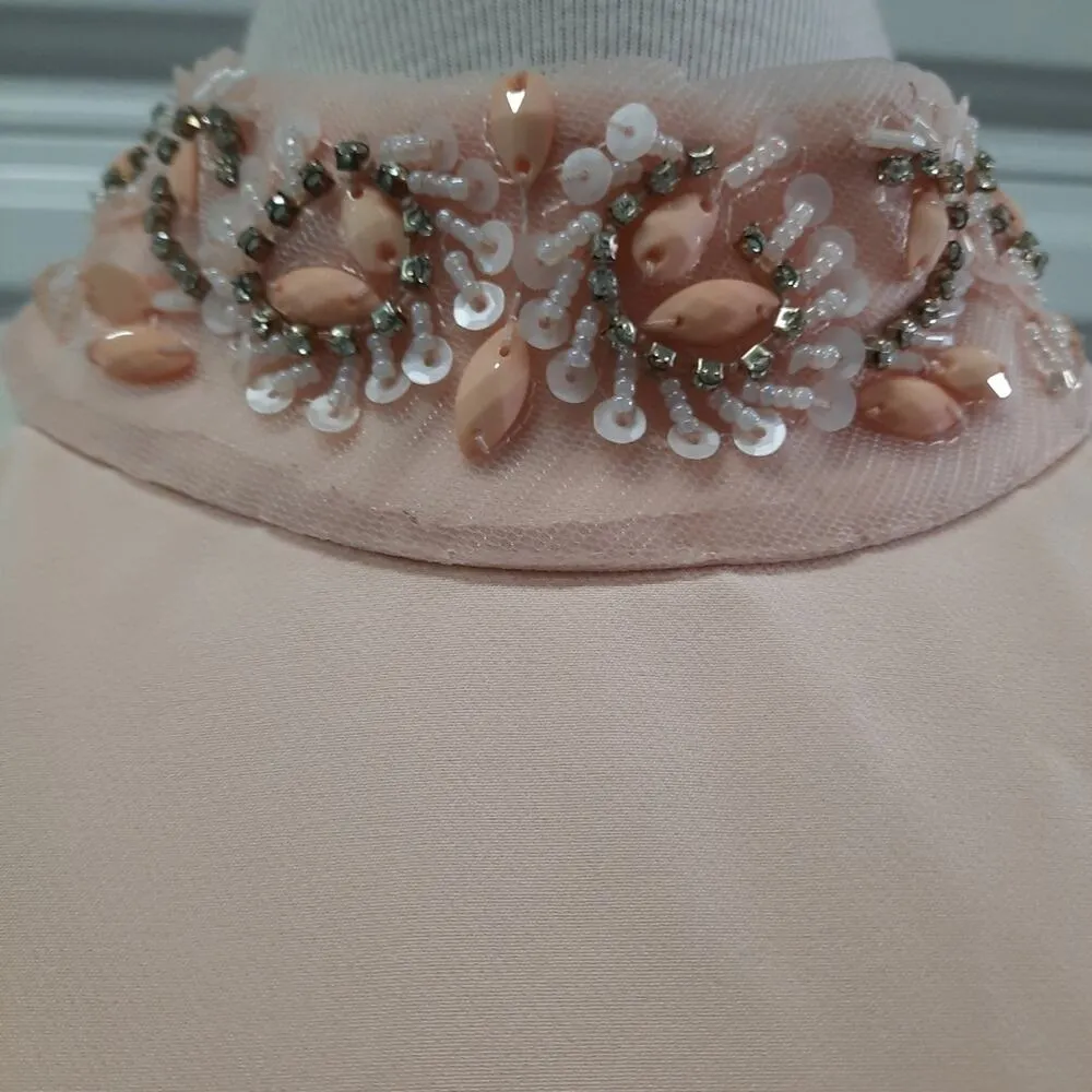 Marina Dress Women's Size 4 Pink Sleeveless Beaded Collar Formal Cocktail Party - Image 7