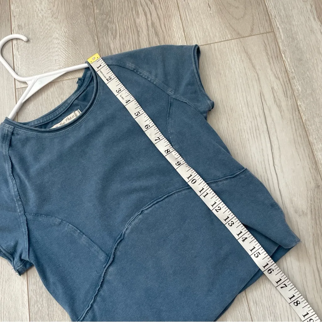 Free People Tee protagonist crop cap sleeve top womens Blue (xsmall) casual boho - Image 7