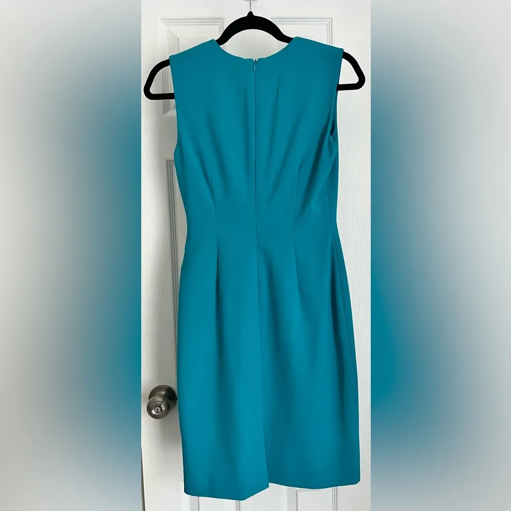 Pre-Loved Calvin Klein Dress Teal with Gold Buckle. Size 2 - Image 2
