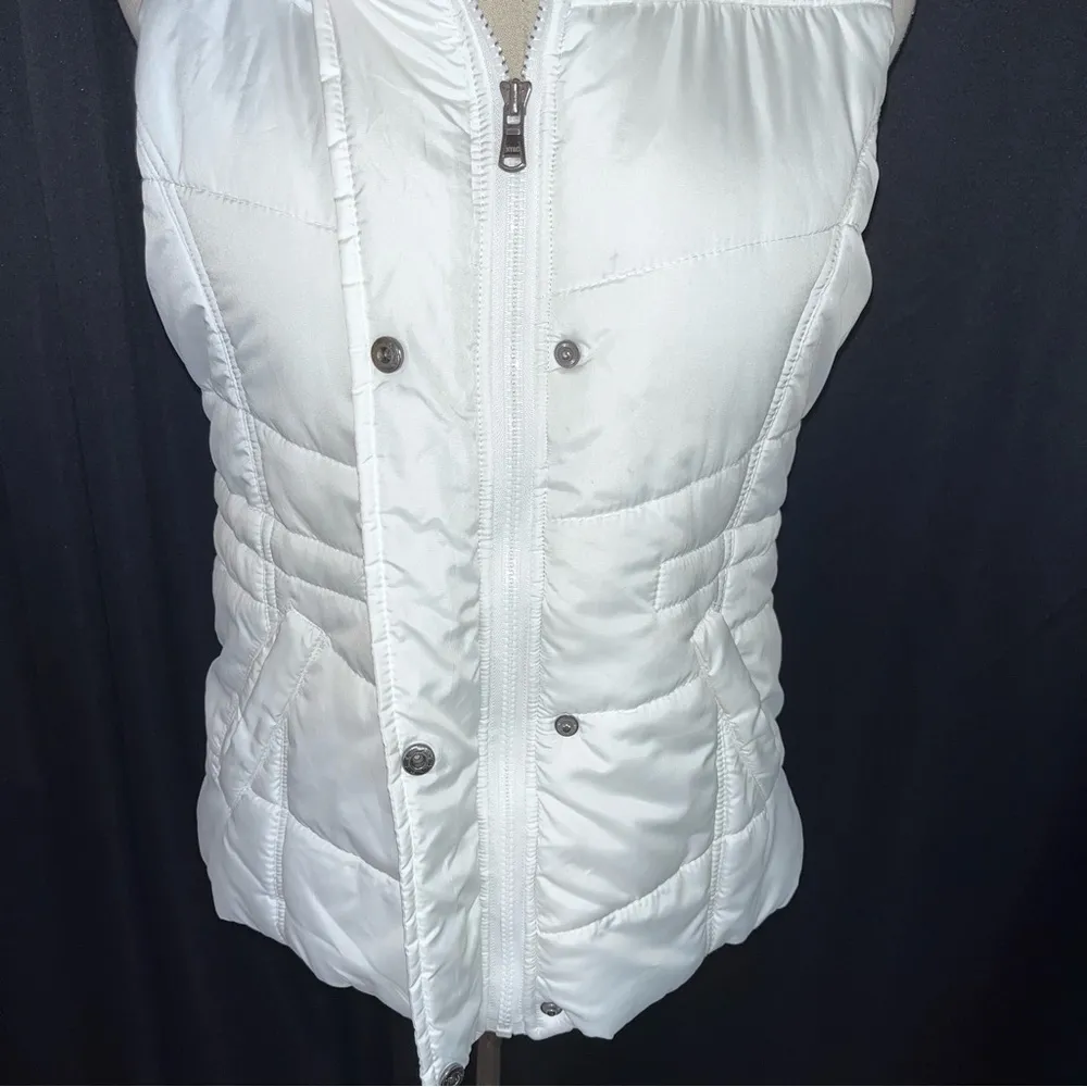 NEW YORK & COMPANY NY&C Solid White Puffer Zip Up Vest Small - Image 4