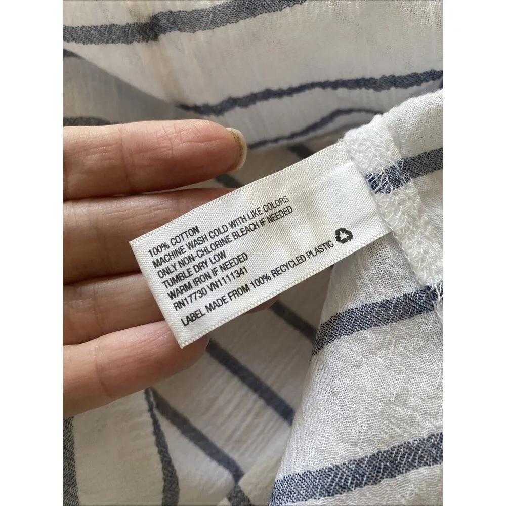 Merona Women's Plus Sleeveless‎ Navy Striped Button Up Casual Spring 3X Summer - Image 6