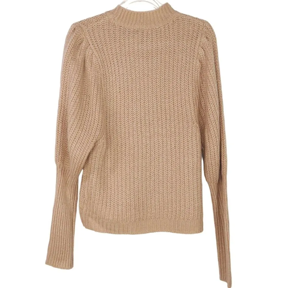 Nasty Gal Dusty Rose Pink Puff Sleeve Knit Sweater Medium - Image 5