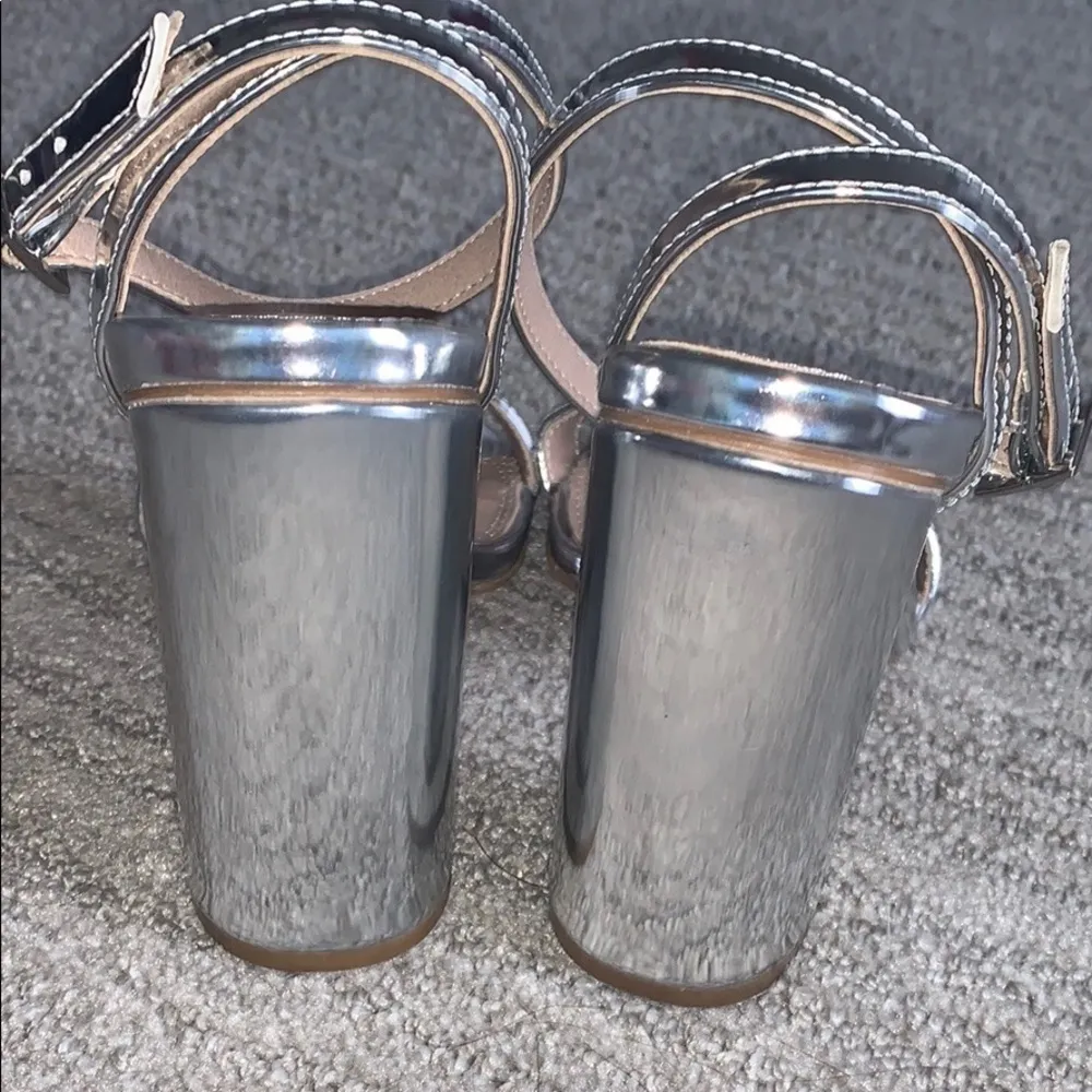 ASOS Hermione Silver Mirror Block Heel Sandals - Image 10