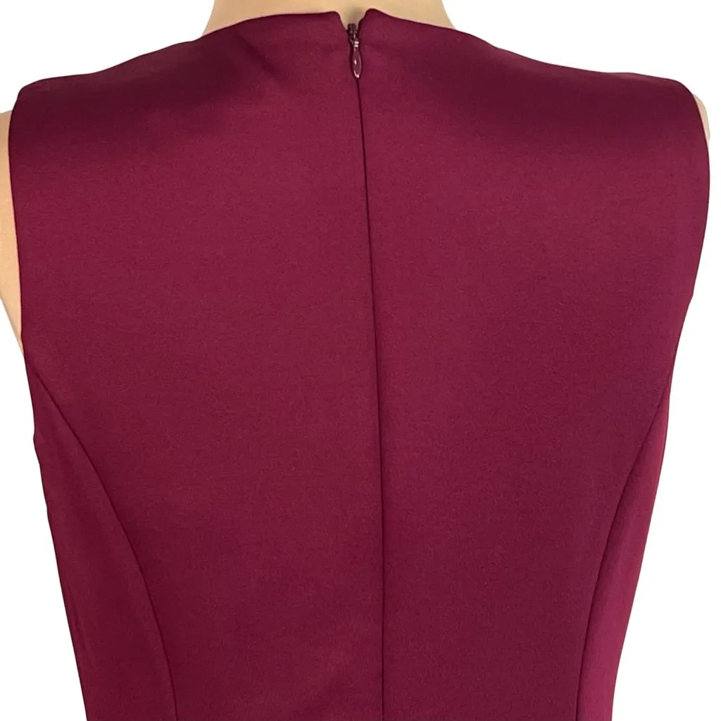 Maia Burgundy Feather Trim Mini Cocktail Dress 2 Sheath Stretch Flirty Fun Red - Image 7