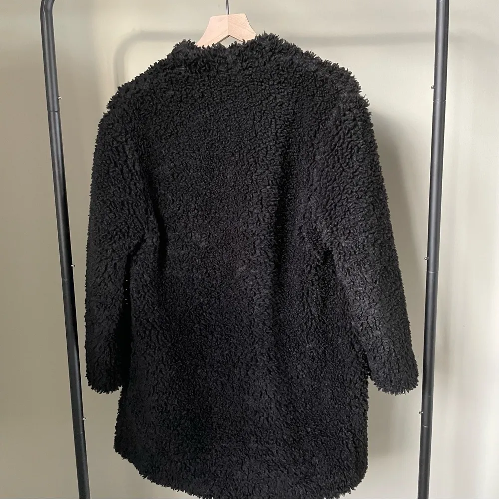 Zara Fuzzy Teddy Coat in Black - Image 2