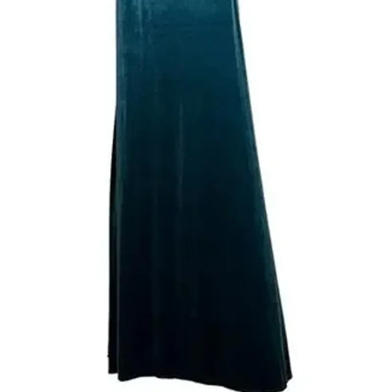 NWT After Six Lux Velvet Flutter Sleeve V Neck Maxi Dress Pockets 6 Dutch Blue - Image 4