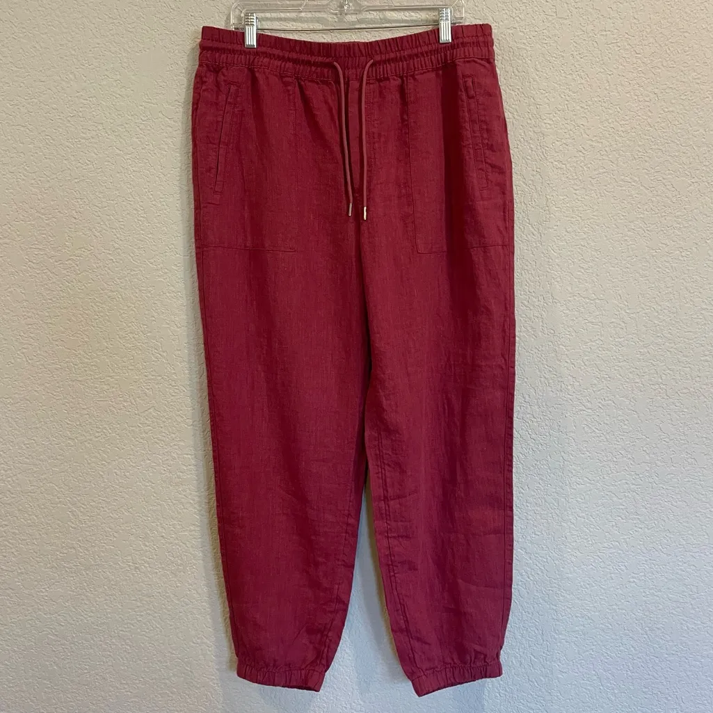 Athleta Retreat Linen Pants in Coffeeberry (Burgundy) - Size 14 - Image 2