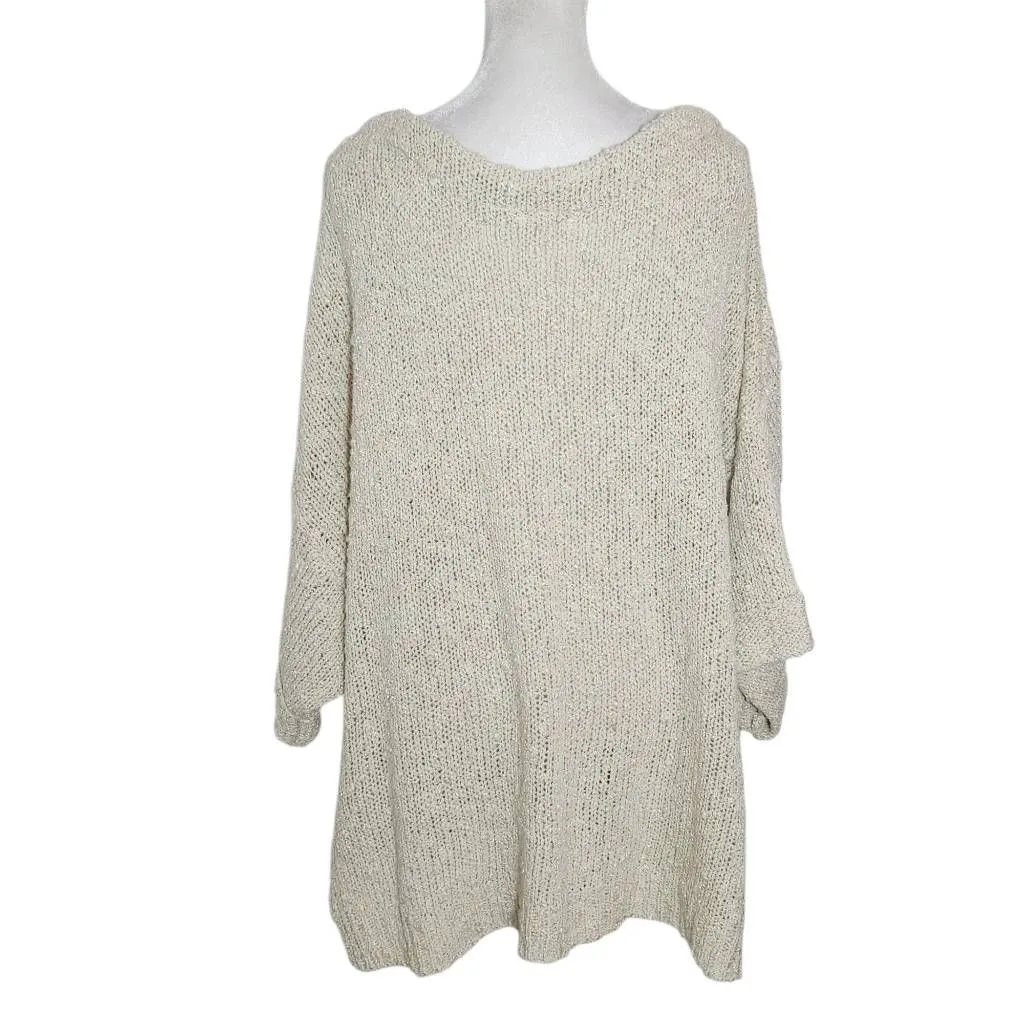 Easel Cream Distressed Loose Knit Oversized Sweater Size Medium/Large - Image 2