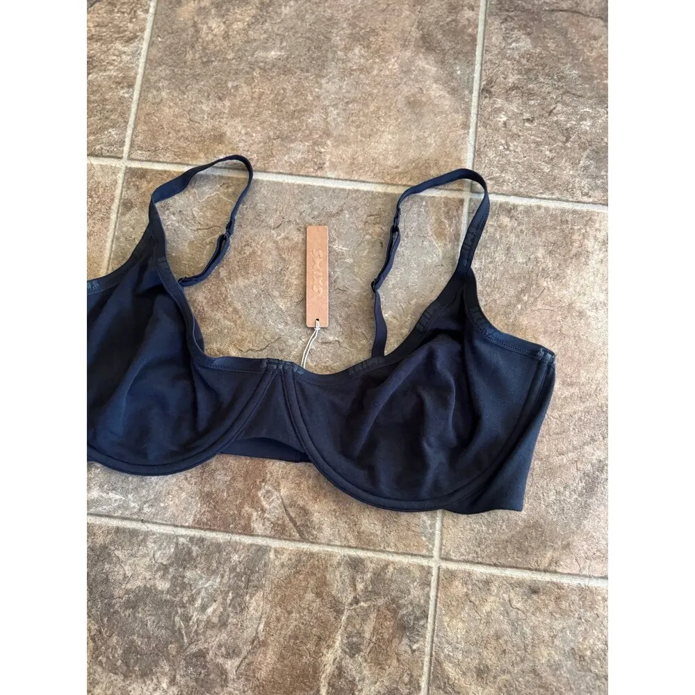 Skims Cotton Logo Demi Bra Soot Size 42DD - Image 4