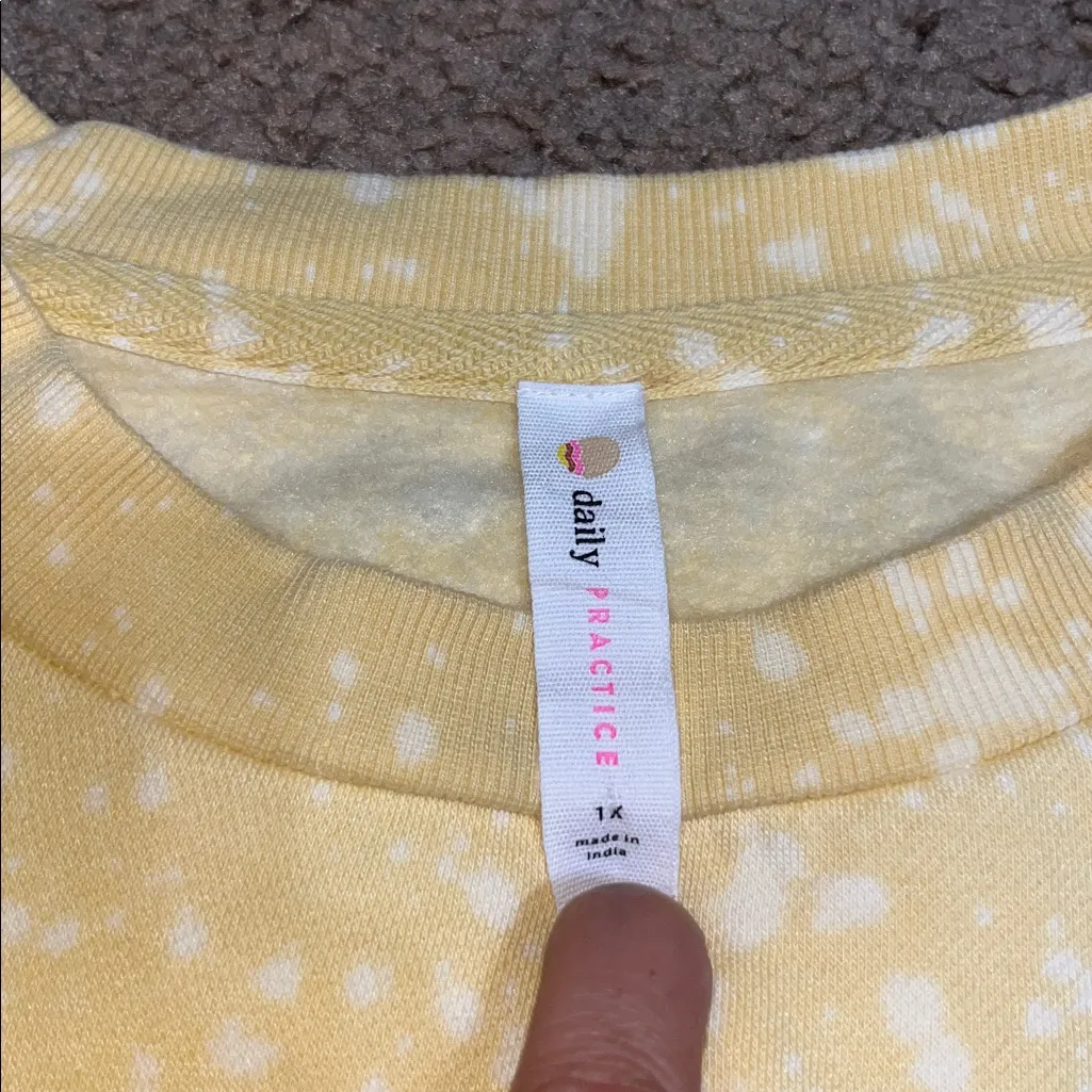 Daily Practice Oh So Good Tie Dye Pullover Oversized Crop Crewneck Sweatshirt 1X Yellow - Image 7