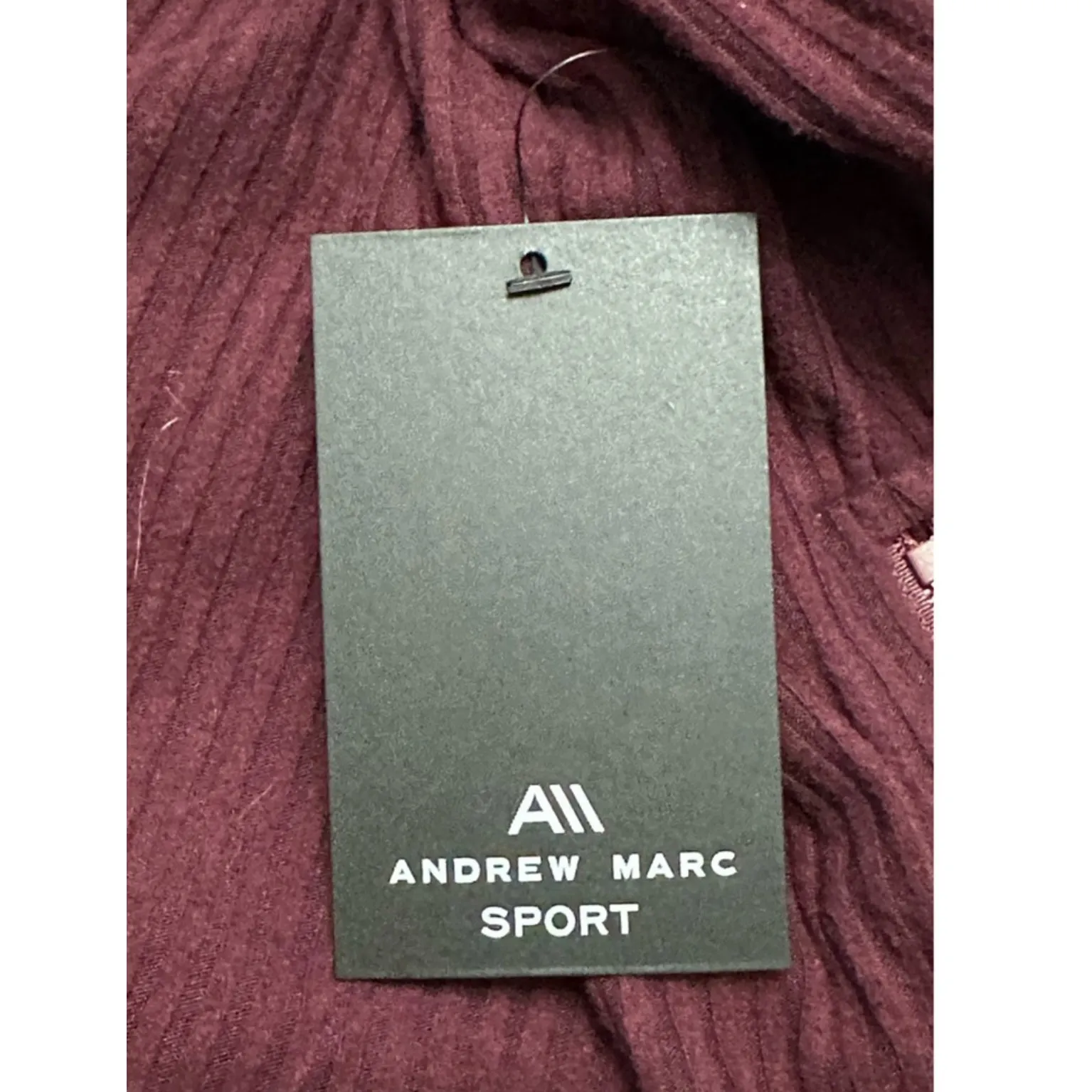 Andrew Marc Sport Turtle Neck Top Side Zipper Relaxed Fit Ribbed Burgundy L NWT - Image 9