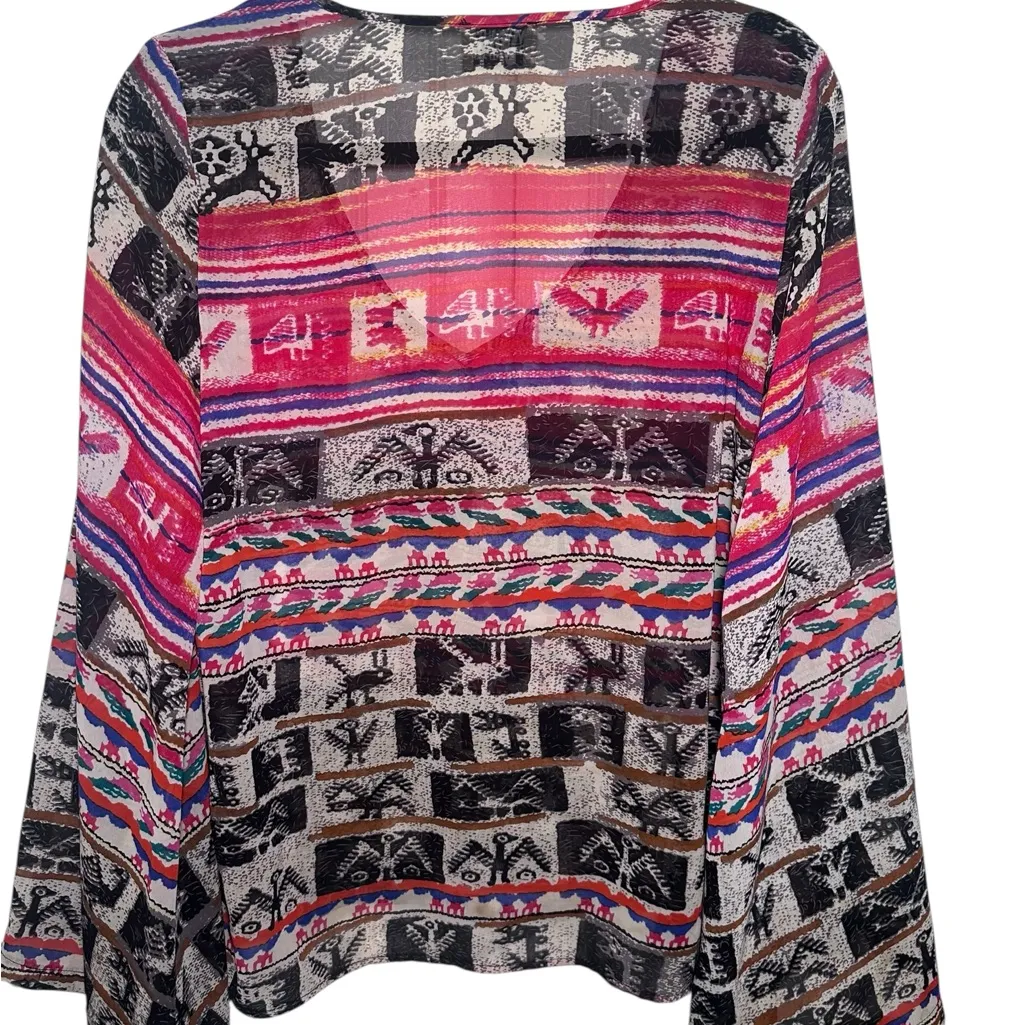 Show Me Your Mumu Wild Wyoming Bardot Aztec V Neck Blouse‎ Swing Blouse Size S - Image 2