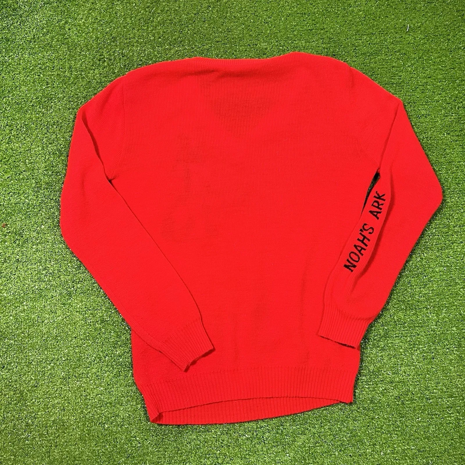 Vintage Knit Sweater Noahs Ark Women M Homemade 80s Christian Religious Pullover - Image 6