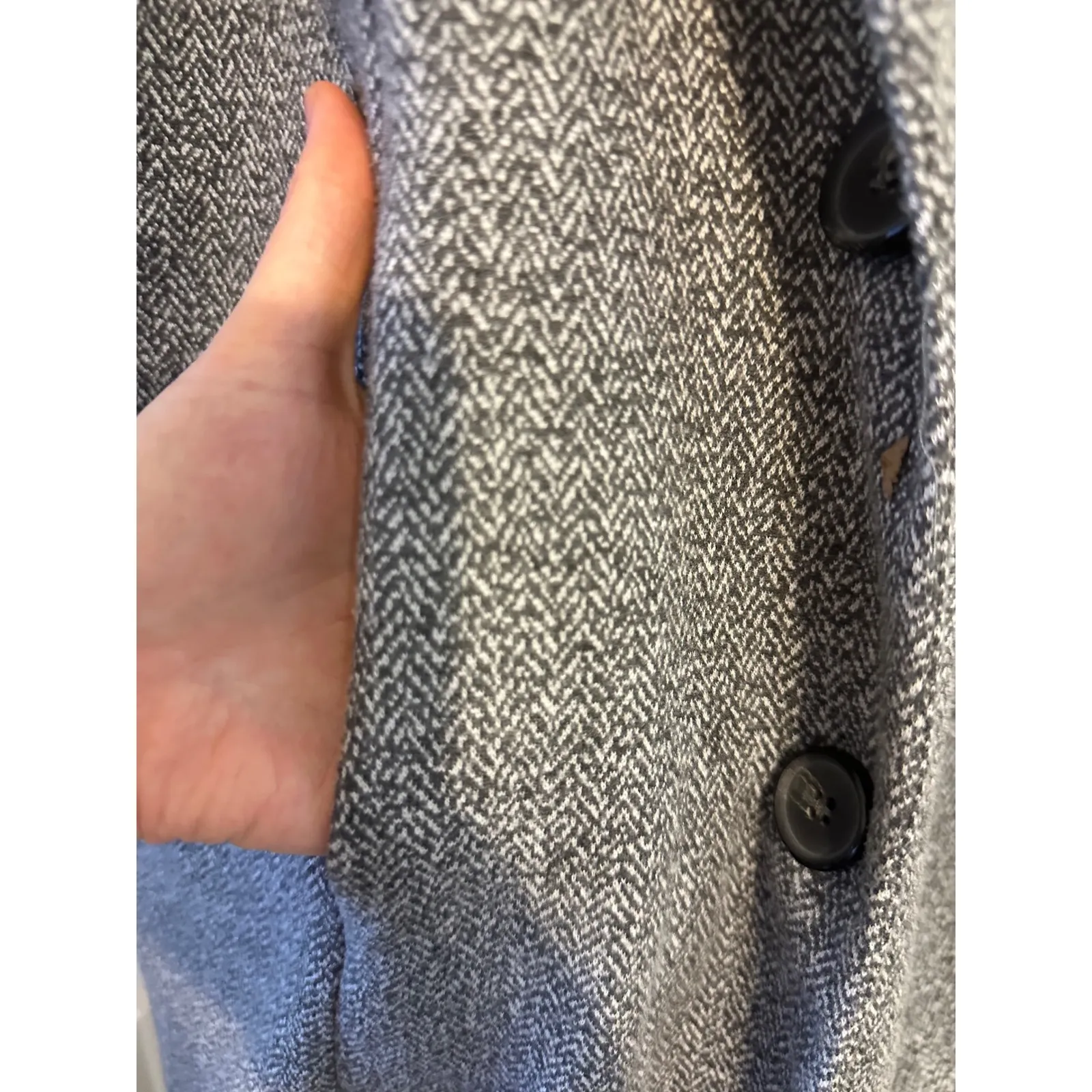 Avec Les Filles 1X Gray Herringbone Knit Open Front‎ Blazer Jacket 1X - Image 4