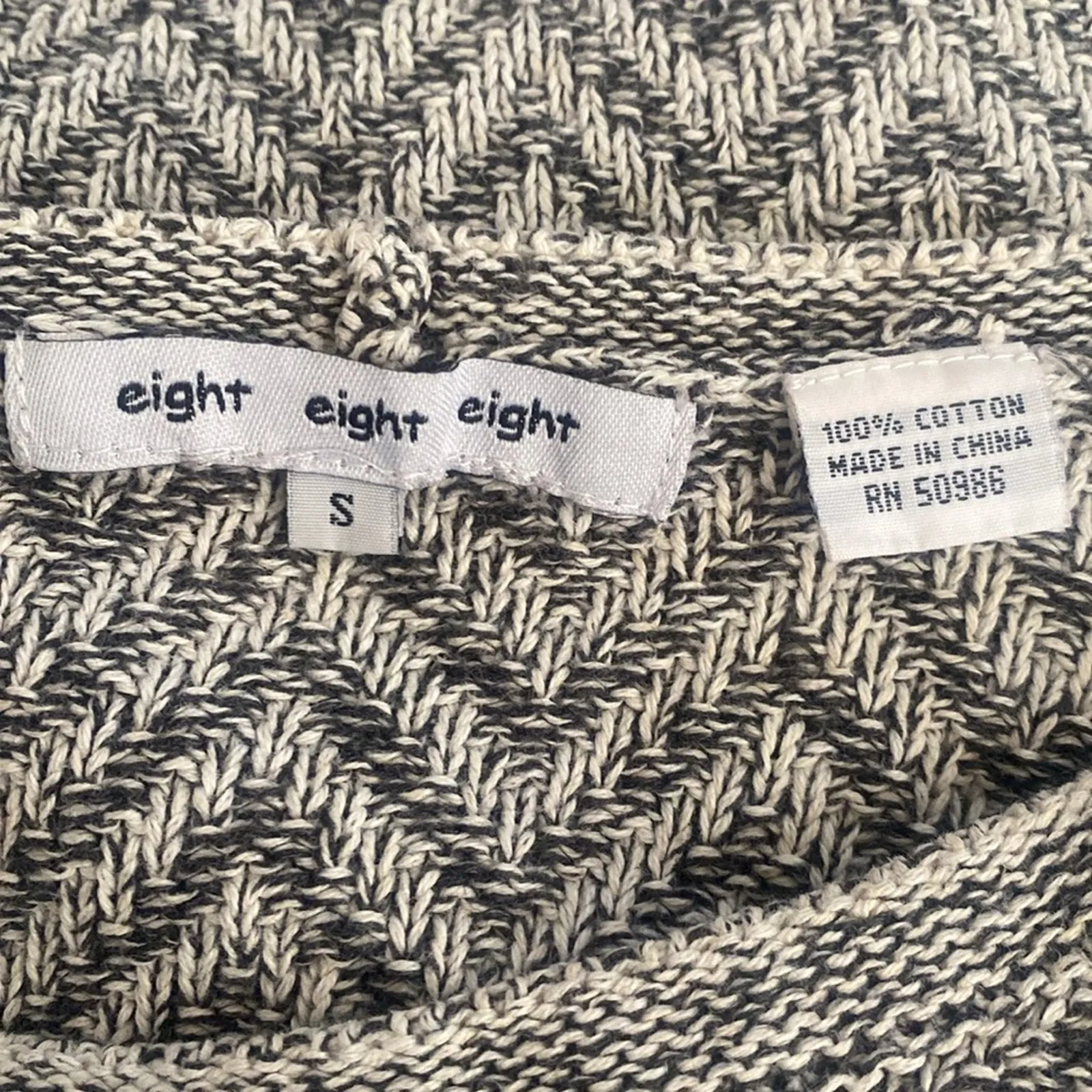 Eight Eight Eight Gray Chevron Knit Sweater Size S - Image 6