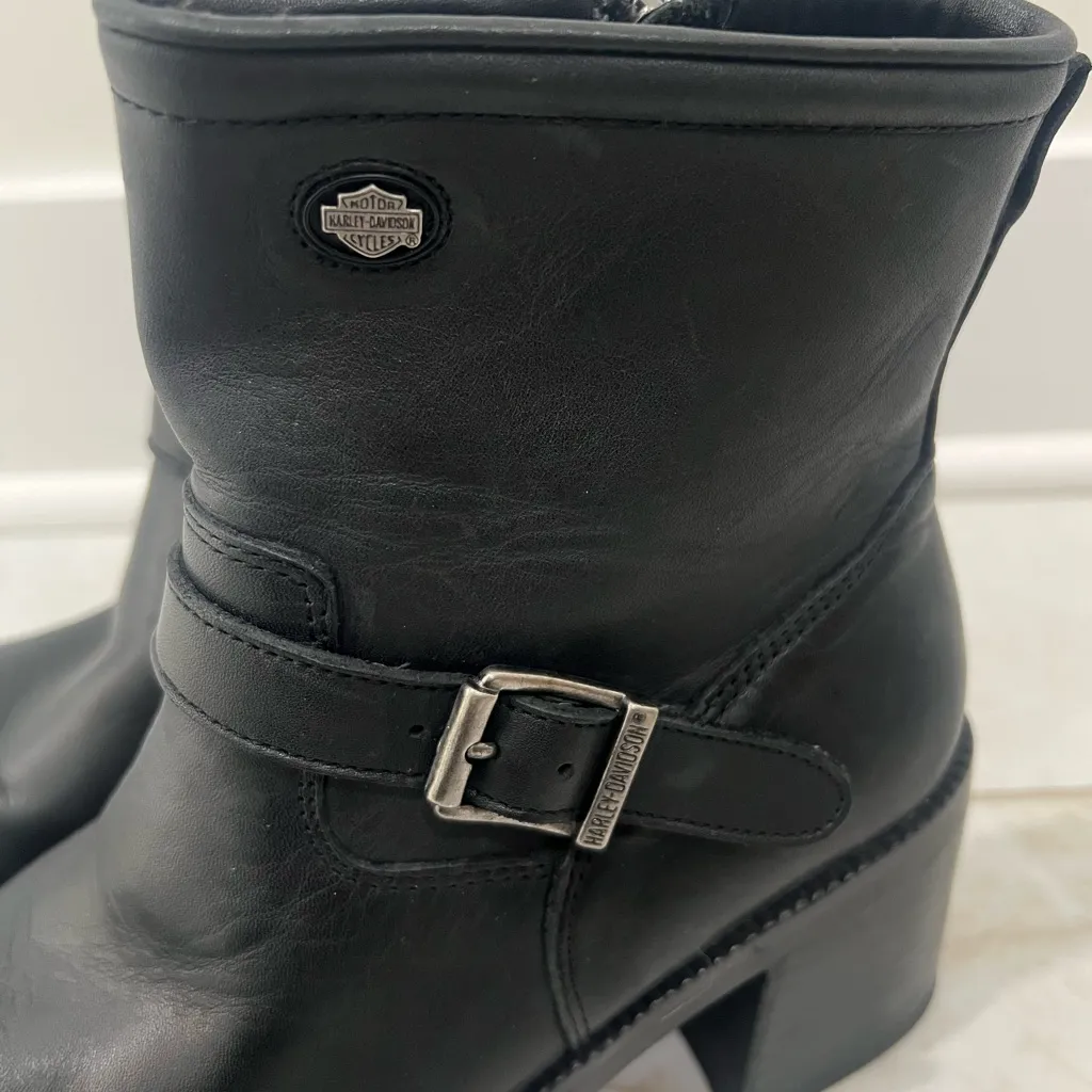 Harley Davidson Black Leather Riding Bronx Boots Size 6.5 US - Image 2
