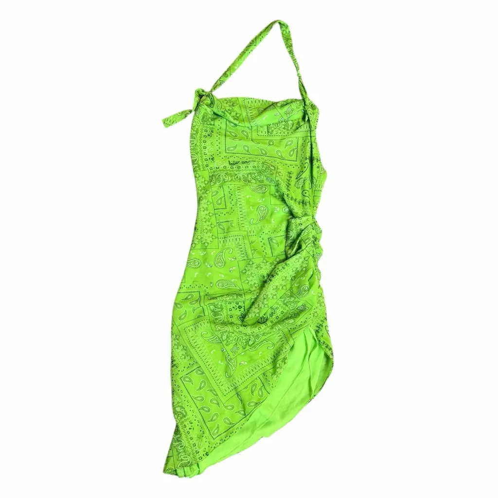Amanda Uprichard Samba Green Bandana Handkerchief Halter Dress Size Small - Image 2