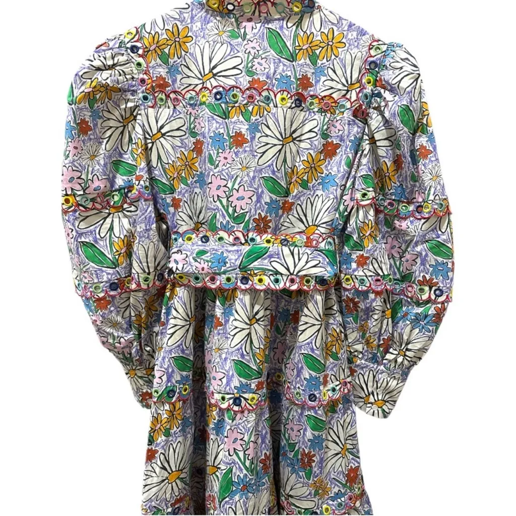 CELIA B Oliver Floral Scalopped Embroidered Midi Dress Size L White Size L - Image 11