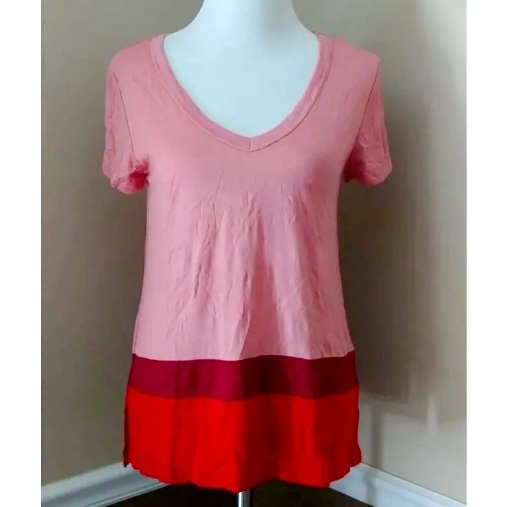 Pink & Red Colorblock Tee T-Shirt Top by Sweet Claire from Modcloth Small - Image 2