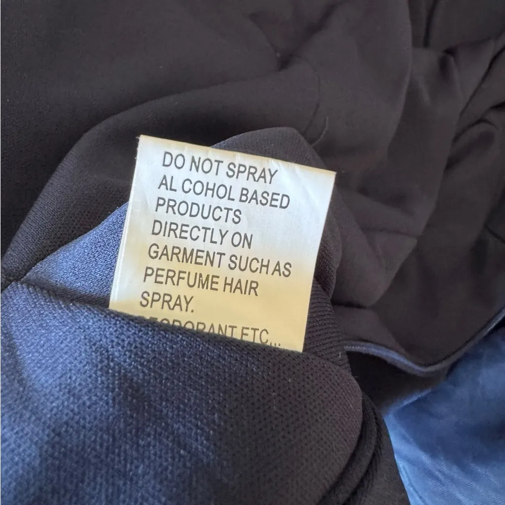 Leena for Mac Duggal - Navy Flounce Sleeve Square Neck Column Gown Sz 6 - Image 11