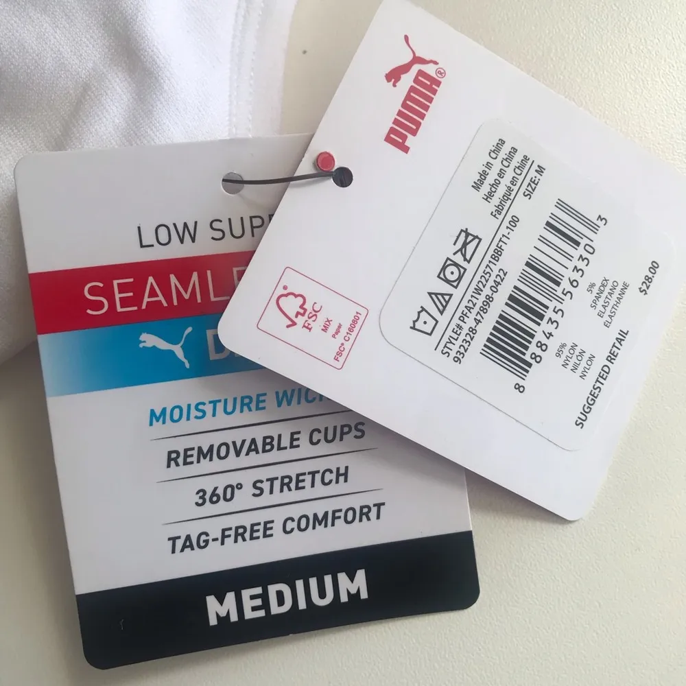 Puma Low Support Seamless Sports Bra White Sz Medium - Image 4