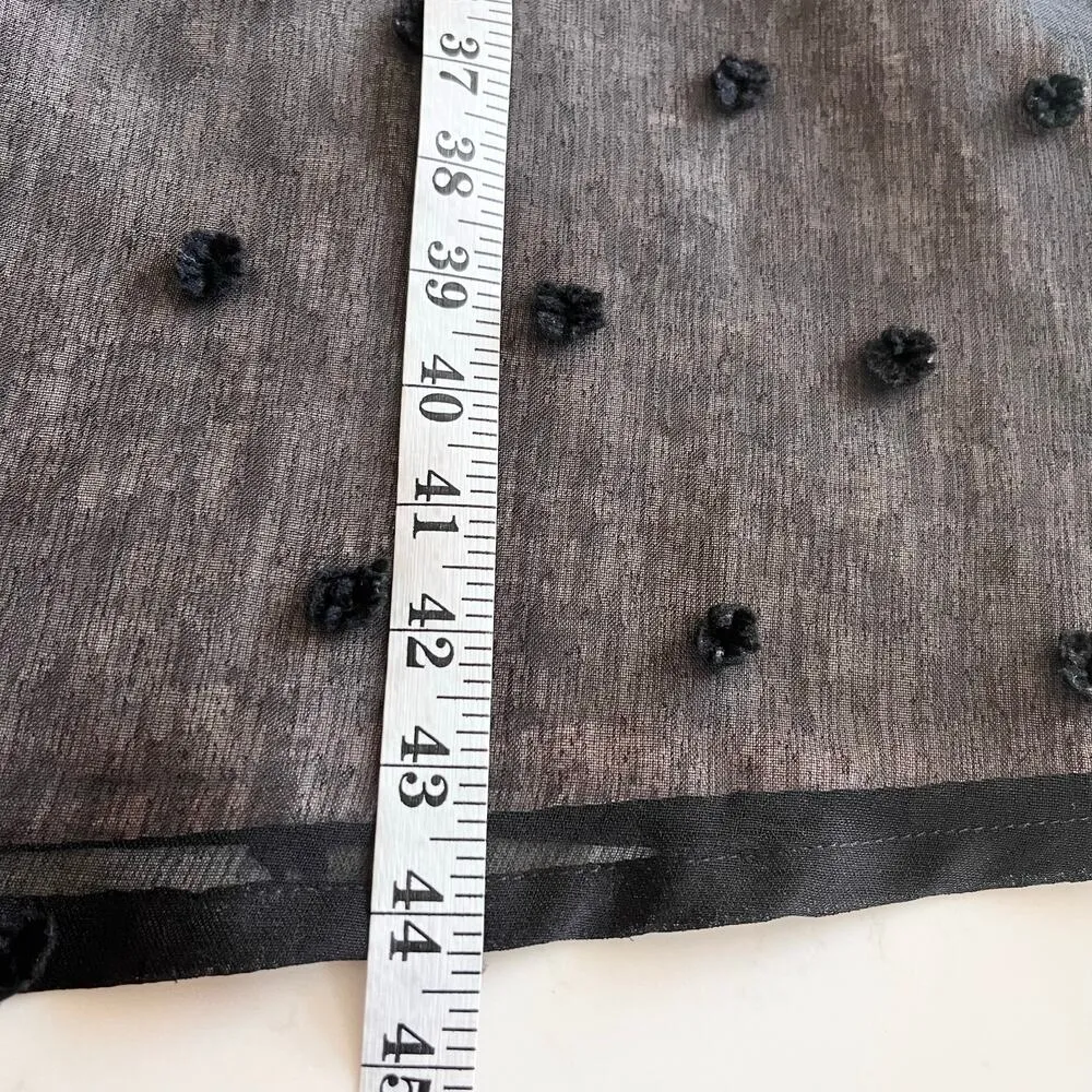 Manoush Black Tulle Polka Dot Long Sleeve Split Tie Neck Shift Maxi Dress sz 38 - Image 9