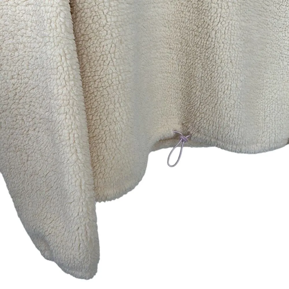 Levi's Aura Sherpa Sweatshirt Top Cream Almond Milk Pink Logo Women’s Small - Image 4