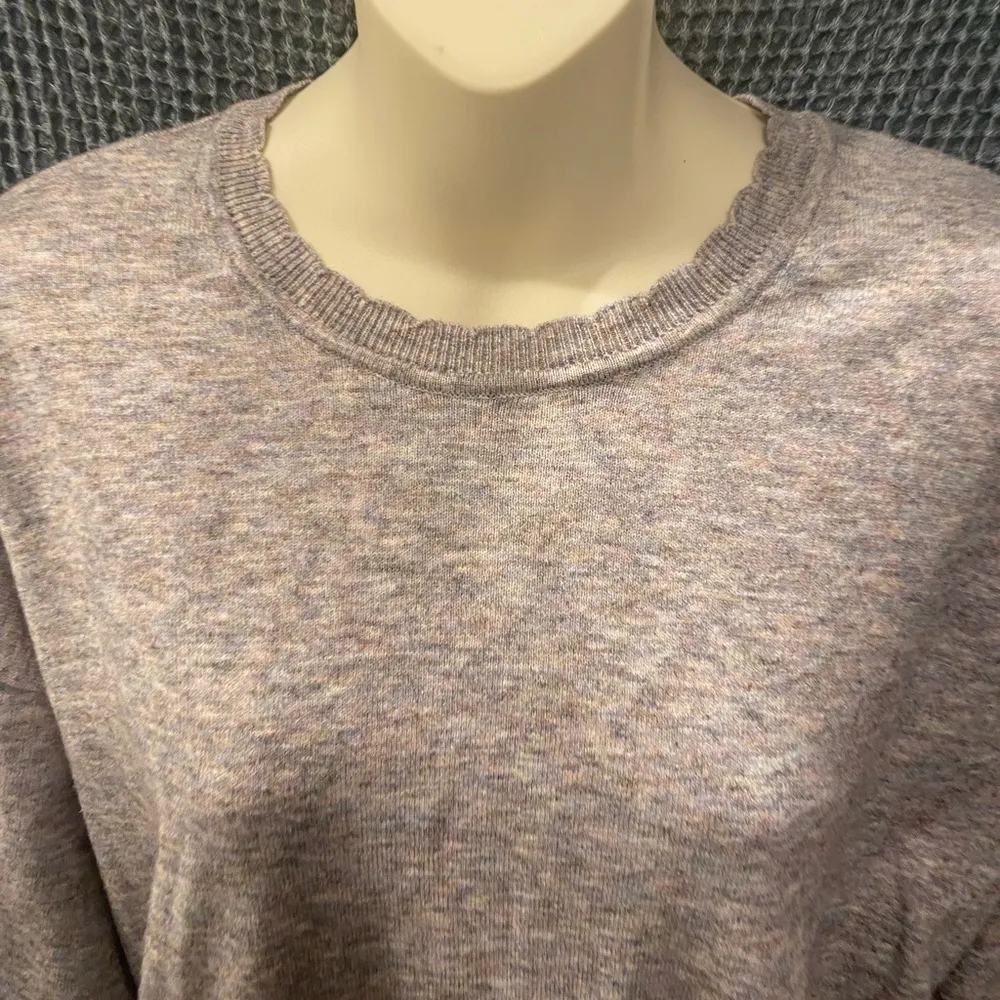 Ella Moss  Puff Sleeve Scallop Edge Lavender Heather Sweater - Image 4