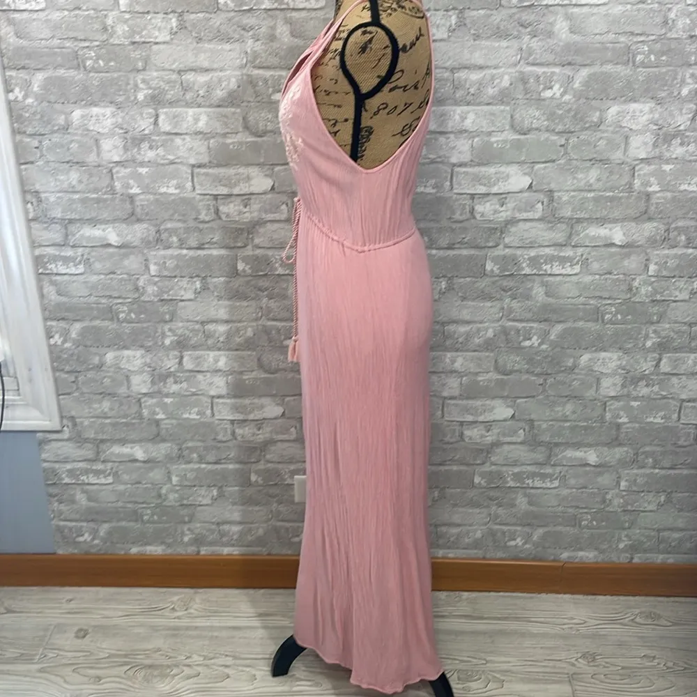 Love Tree Pink Gauzy Embroidered Maxi Dress - Image 3