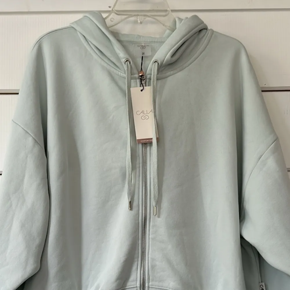 CALIA by Carrie Underwood Cropped Zip Hoodie Calming Green 1X - Image 3