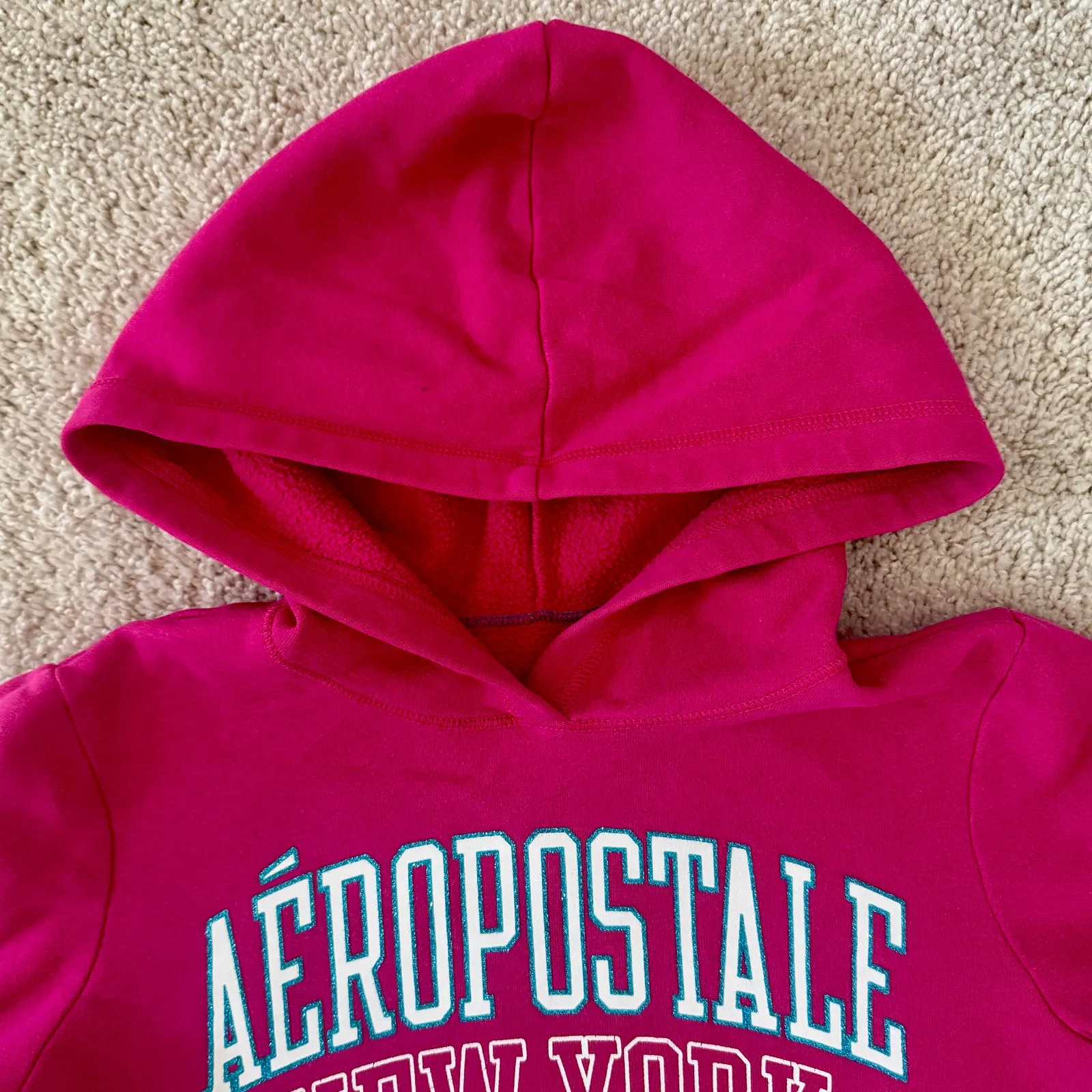 Aeropostale New York Pink sweatshirt Hoodie Glitter Logo XS Casual Lounge - Image 6