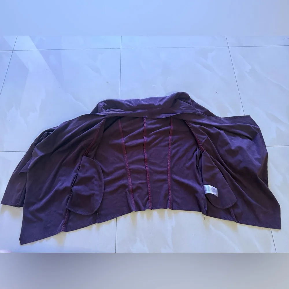 KUT from the Kloth Faux Suede Draped Open Lightweight Blazer Burgundy size XS - Image 8