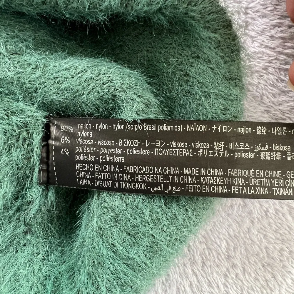 ZARA  KNIT Faux Fur High Neck Sweater Turtleneck Womens Small Green Fall Classic - Image 5