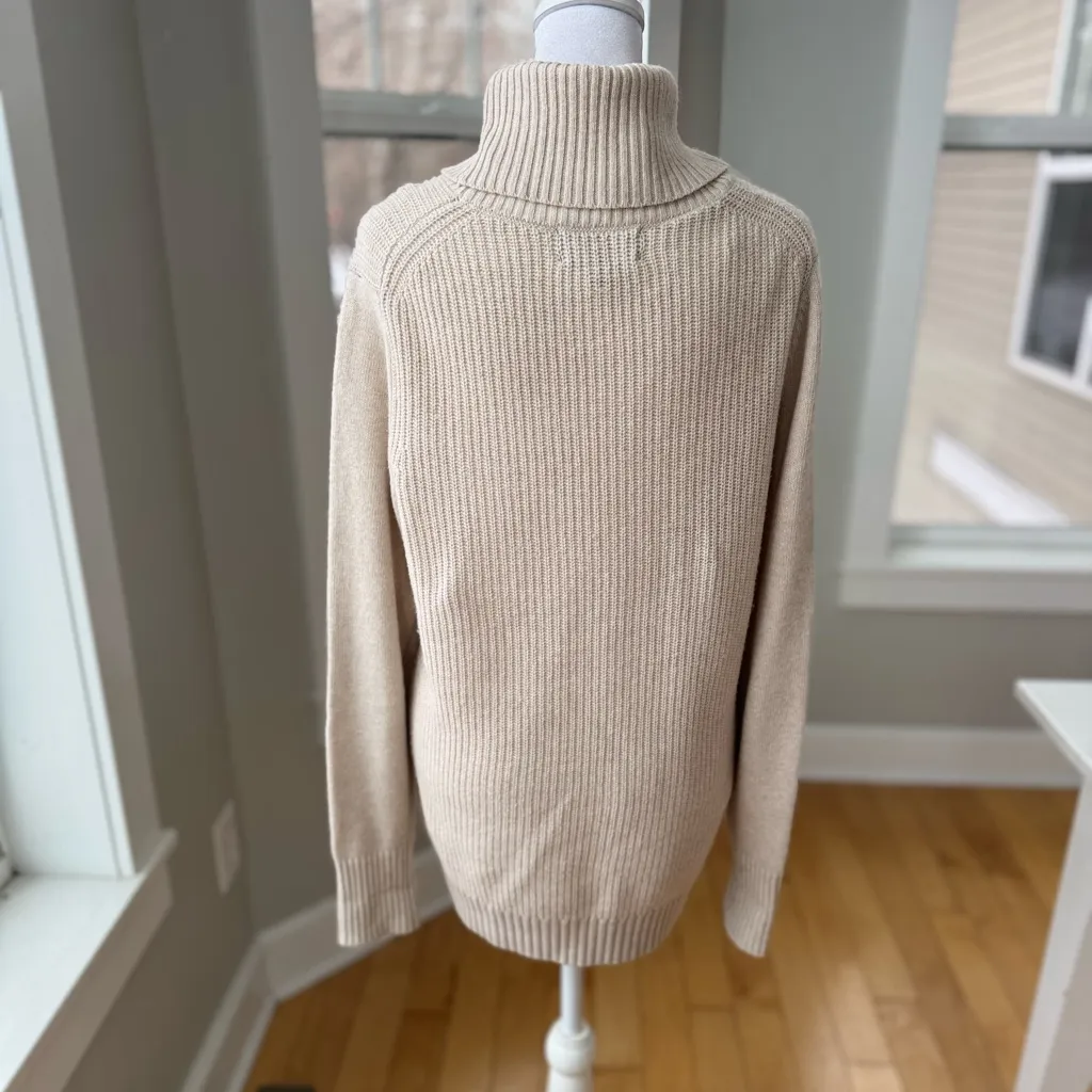 Banana Republic Filpucci Yarn Cream Ivory Ribbed Turtleneck Sweater Sz Medium - Image 3