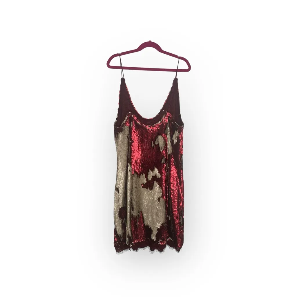 Free People ❤︎︎ Seeing Double Eyelash Lace Sequin Slip Dress ❤︎︎ Red Latte ❤︎︎ M - Image 7