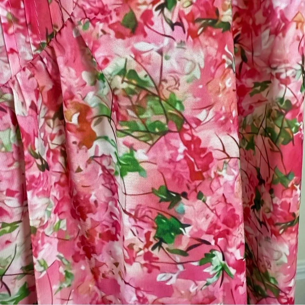 Vintage Inspired Pleated Floral Pink Lace Cottagecore Fairy Garden Barbie Chic Size L - Image 9