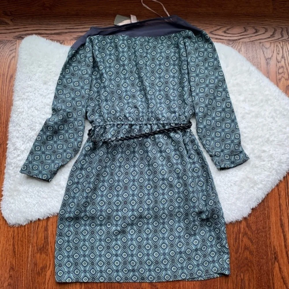 ⭐F21 Green Paisley Abstract Print Batwing Cinched Waist Chiffon Dress XSmall NWT - Image 11