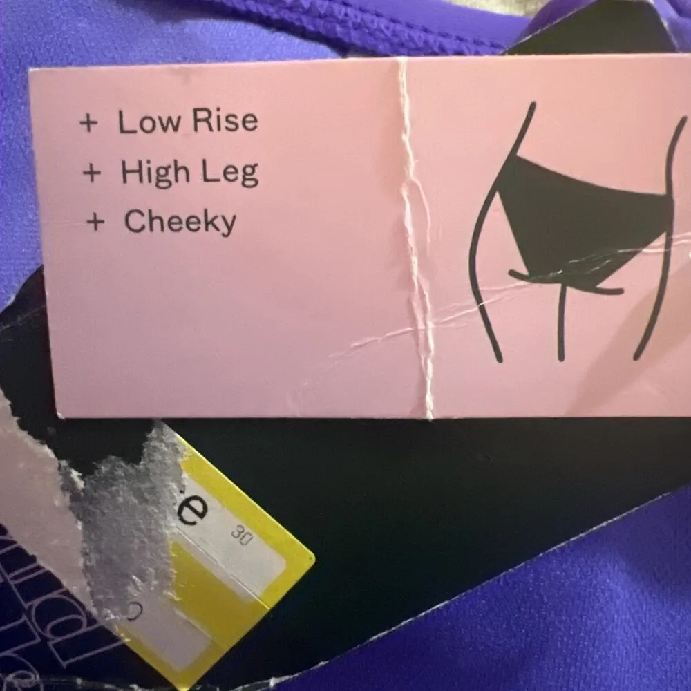 Wild Fable Low-Rise High Leg Cheeky Bikini Swim Bottom Purple L NWT - Image 3